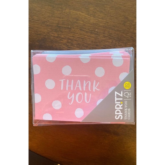 Pink Polka Dot‎ Thank you cards - Picture 1 of 1